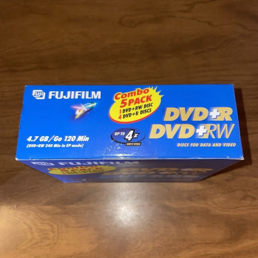 Fujifilm Combo 5 Pack DVD+RW and DVD+R Discs For Data & Video 4.7 GB Rewritable